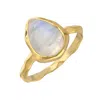 Tiramisu Gold Plated Over Silver Rainbow Moonstone Solitaire Ring