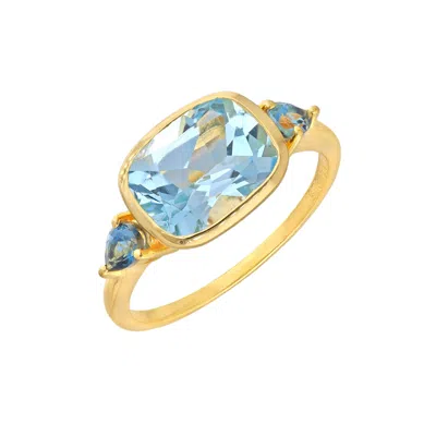 Tiramisu Gold Plated Over Silver Sky Blue Topaz Solitaire Rings