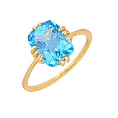 Tiramisu Gold Plated Over Silver Swiss Blue Topaz Ring