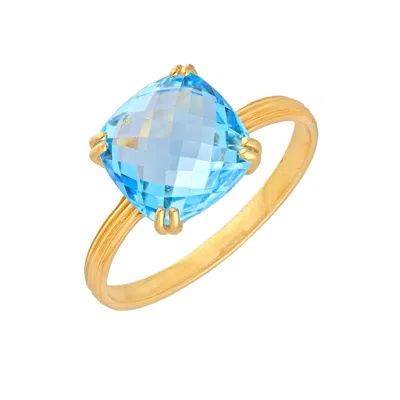 Tiramisu Gold Plated Over Silver Swiss Blue Topaz Rings