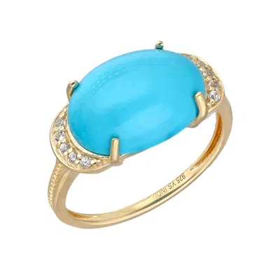 Tiramisu Gold Vermeil Over Silver Arizona Turquoise Solitaire Ring In Blue
