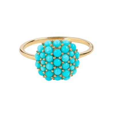 Tiramisu Gold Vermeil Over Silver Beauty Turquoise Cocktail Ring In Blue