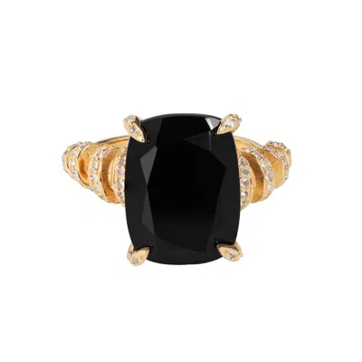 Tiramisu Gold Vermeil Over Silver Black Onyx Statement Ring