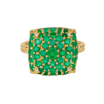 Tiramisu Gold Vermeil Over Silver Green Onyx Cocktail Ring