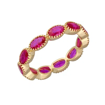 Tiramisu Gold Vermeil Over Silver Lab Created Ruby Band Ring