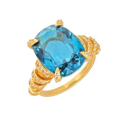 Tiramisu Gold Vermeil Over Silver London Blue Quartz Solitaire Rings