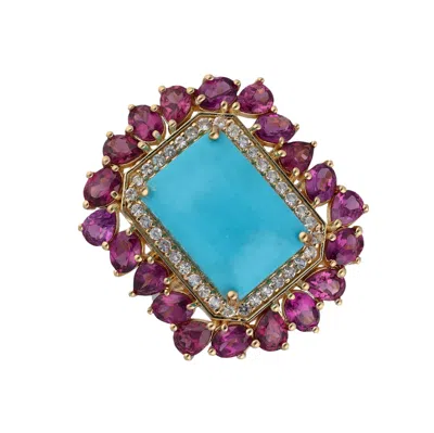 Tiramisu Gold Vermeil Over Silver Mohave Turquoise Statement Ring