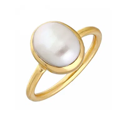 Tiramisu Gold Vermeil Over Silver Mother Of Pearl Solitaire Ring