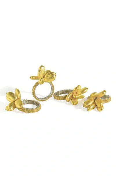 Tiramisu Golden Blossom Floral 4-pack Napkin Rings