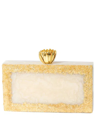 Tiramisu Golden Glam Minaudiere In White