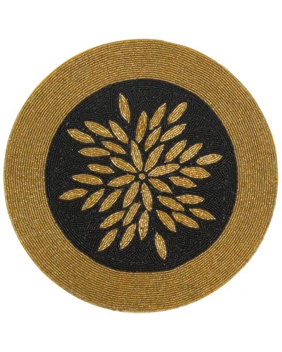 Tiramisu Golden Hue Beaded Placemat In Black