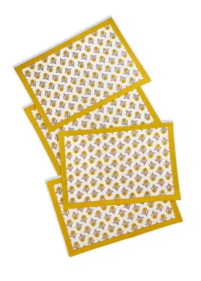 Tiramisu Golden Marigold Block Print Cotton Placemats