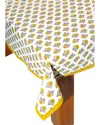 Tiramisu Golden Marigold Block Print Cotton Tablecloth In Yellow
