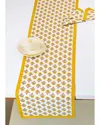Tiramisu Golden Marigold Block Print Table Runner In Yellow