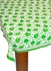 Tiramisu Green Artichoke Bliss Block Print Tablecloth