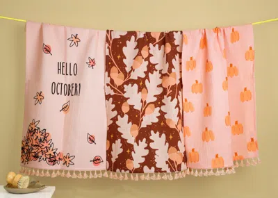 Tiramisu Hello October Autumn Towel Set In Pink