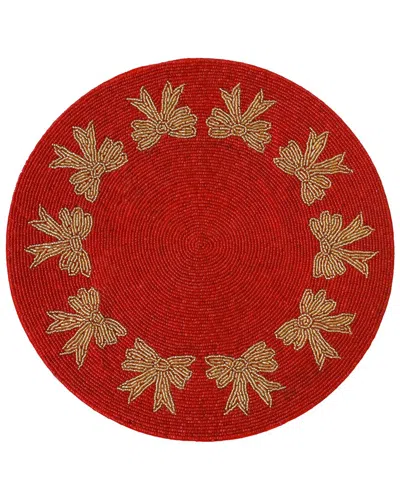 Tiramisu Holiday Bow Placemat In Red