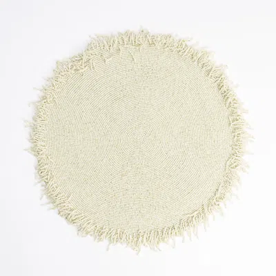 TIRAMISU IVORY FRINGE BEADED PLACEMAT