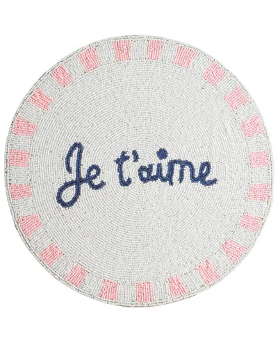 Tiramisu Je T'aime Scripted Beaded Placemat In White