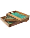 Tiramisu Lake Reverie  Decorative Trays (set Of 3) In Blue