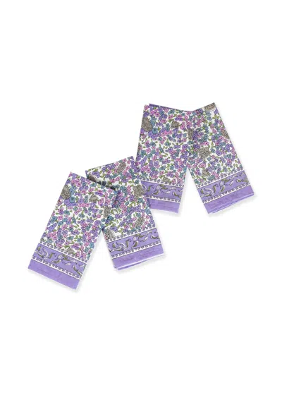 Tiramisu Lavender Blossom Block Print Cotton Napkins