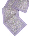 Tiramisu Lavender Blossom Block Print Cotton Table Runner In Purple