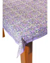 Tiramisu Lavender Blossom Block Print Cotton Tablecloth In Purple