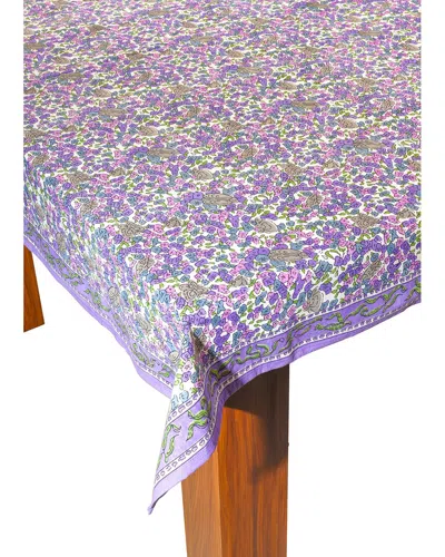 TIRAMISU TIRAMISU LAVENDER BLOSSOM BLOCK PRINT COTTON TABLECLOTH