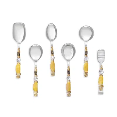 Tiramisu Lemon Bubbles Serving Spoons (set Of 6) In Yellow