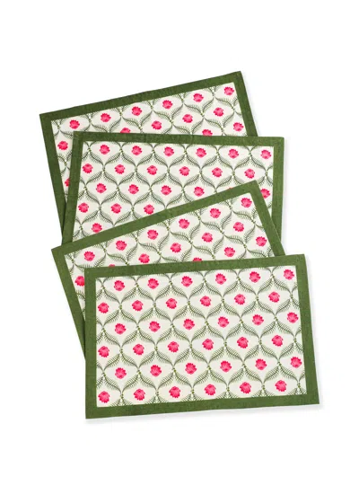 Tiramisu Lotus Garden Block Print Cotton Placemats