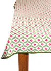Tiramisu Lotus Garden Block Print Cotton Tablecloth In Green