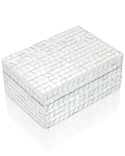 Tiramisu Lumiere Geometric Mosaic Decorative Box In White