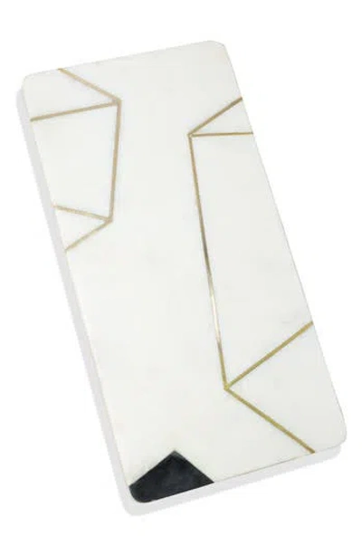 Tiramisu Luxuria Geometric Marble Platter In White