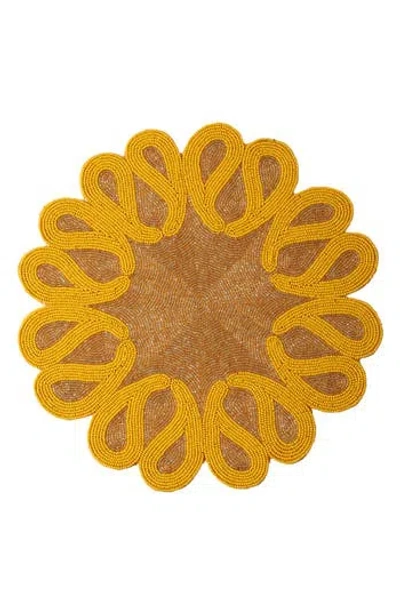Tiramisu Magnolia Beaded Placemat In Yellow