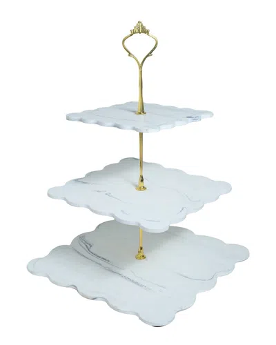 Tiramisu Marble Three-tier Resin Dessert Stand In Multi