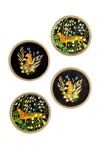 Tiramisu Midnight Jungle Metal Coaster Set In Multi