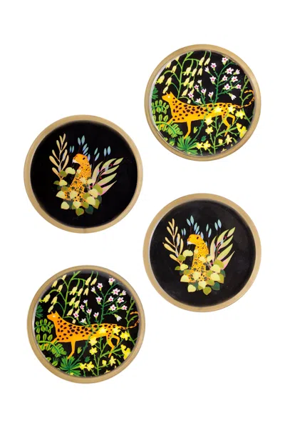 Tiramisu Midnight Jungle Metal Coaster Set In Multi
