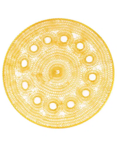 Tiramisu Midnight Petal Silhouette Metal Placemat In Yellow