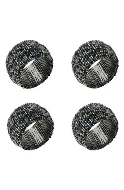 Tiramisu Midnight Shimmer Set Of 4 Beaded Napkin Rings In Blue