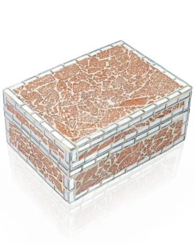 Tiramisu Mink Crackle Mosaic Decorative Box In Brown