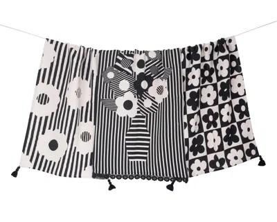 Tiramisu Modern Graphic Floral Kitchen Towel Set In Multi