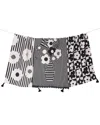 Tiramisu Modern Graphic Floral Kitchen Towel Set In Black