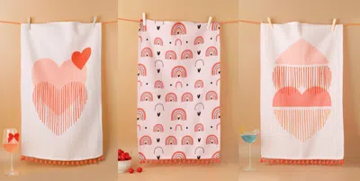 Tiramisu Modern Heart & Rainbow Towel Set In Multi