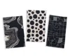 Tiramisu Monochrome Abstract Cotton Kitchen Towel Set In Black