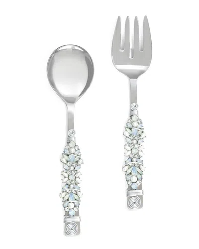 Tiramisu Moons Aura Constellation Embellished 2-piece Salad Serving Set In Silver