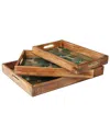 Tiramisu Safari Lion Resin And Wood Decorative Trays In Green