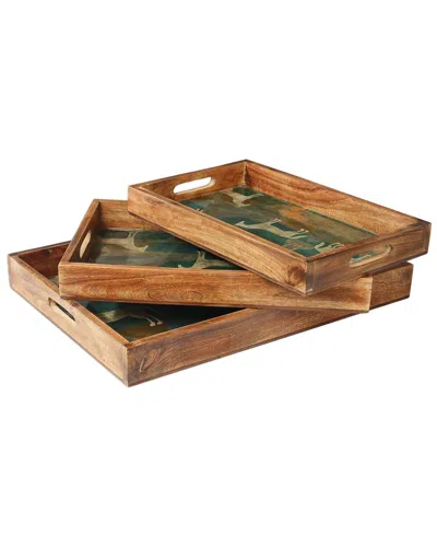 Tiramisu Moon Horse Resin And Wood Decorative Trays In Green
