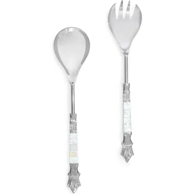 Tiramisu Mother-of-pearl 2-piece Salad Serving Set In White
