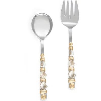 Tiramisu Mother-of-pearl 2-piece Salad Serving Set In Gold