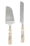 Tiramisu Mother-of-pearl Embellished 2-piece Cake Serving Set In Ivory/gold
